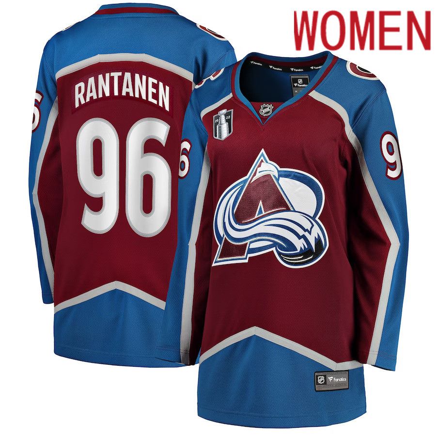 Women Colorado Avalanche 96 Mikko Rantanen Fanatics Branded Burgundy Home 2022 Stanley Cup Final Breakaway Player NHL Jersey